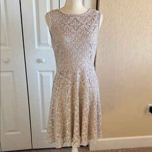 London Times Lace Midi Dress in Cream